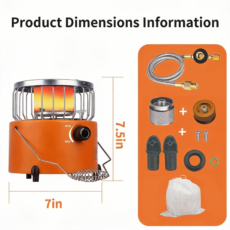 Camping Gas Stove Heater 9000 BTU 2-in-1 Portable Propane Indoor Outdoor Stove with Adjustable Flame