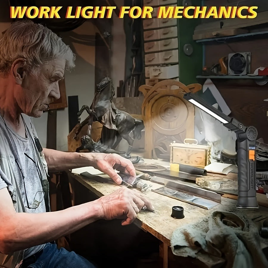 COB LED Work Light Rechargeable – Magnetic Base Portable Flashlight, 1000 Lumen Adjustable Beam, Multi-Pack Hanging Lamp for Garage