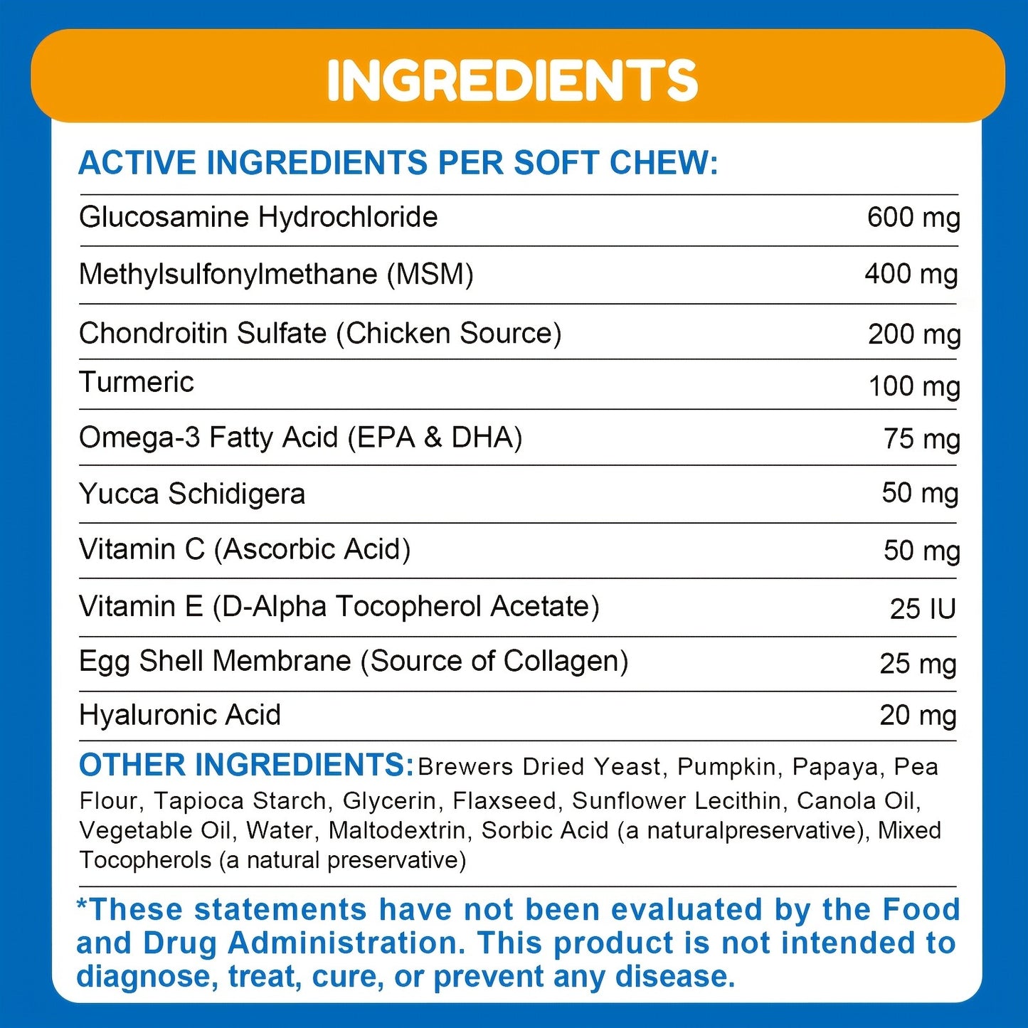 Dog Glucosamine Joint Supplement Chews 120ct | Chicken Flavor Soft Chews with Glucosamine, Chondroitin, MSM & Vitamins for Hip & Joint