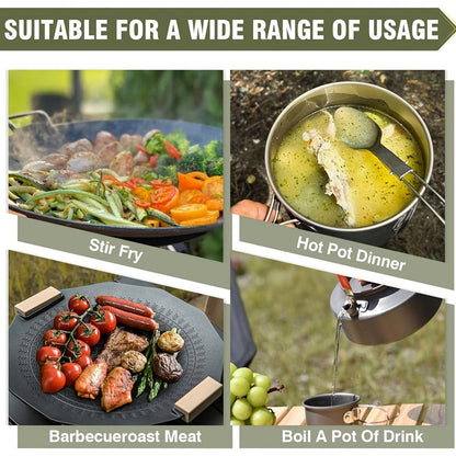 Windproof Camp Stove 21000W Collapsible, Seven Star Camping Gas Stove with Piezo Igniter & Fuel Canister Adapter