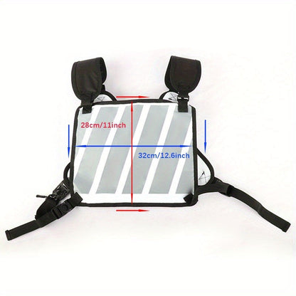 Contrast-Trim Running Vest Chest Pack with Adjustable Harness, Zipper Pockets and White or Black Choice