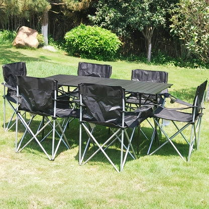 Set of Two Folding Camping Chairs with Cup Holders, Carry Bags, 82 cm Back Height and Black, Navy, Blue, Green or Red Options