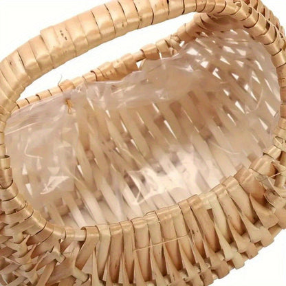 Wicker Basket Set Half Moon Shape with Handle – Small Rattan Baskets 3/5/6 Pcs for Wedding Flower, Home Decor, Garden Storage & Picnic