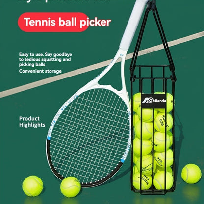 Tennis Ball Picker Up Tube – Stainless Steel Quick-Release Portable Ball Retriever for Tennis Pickleball Training