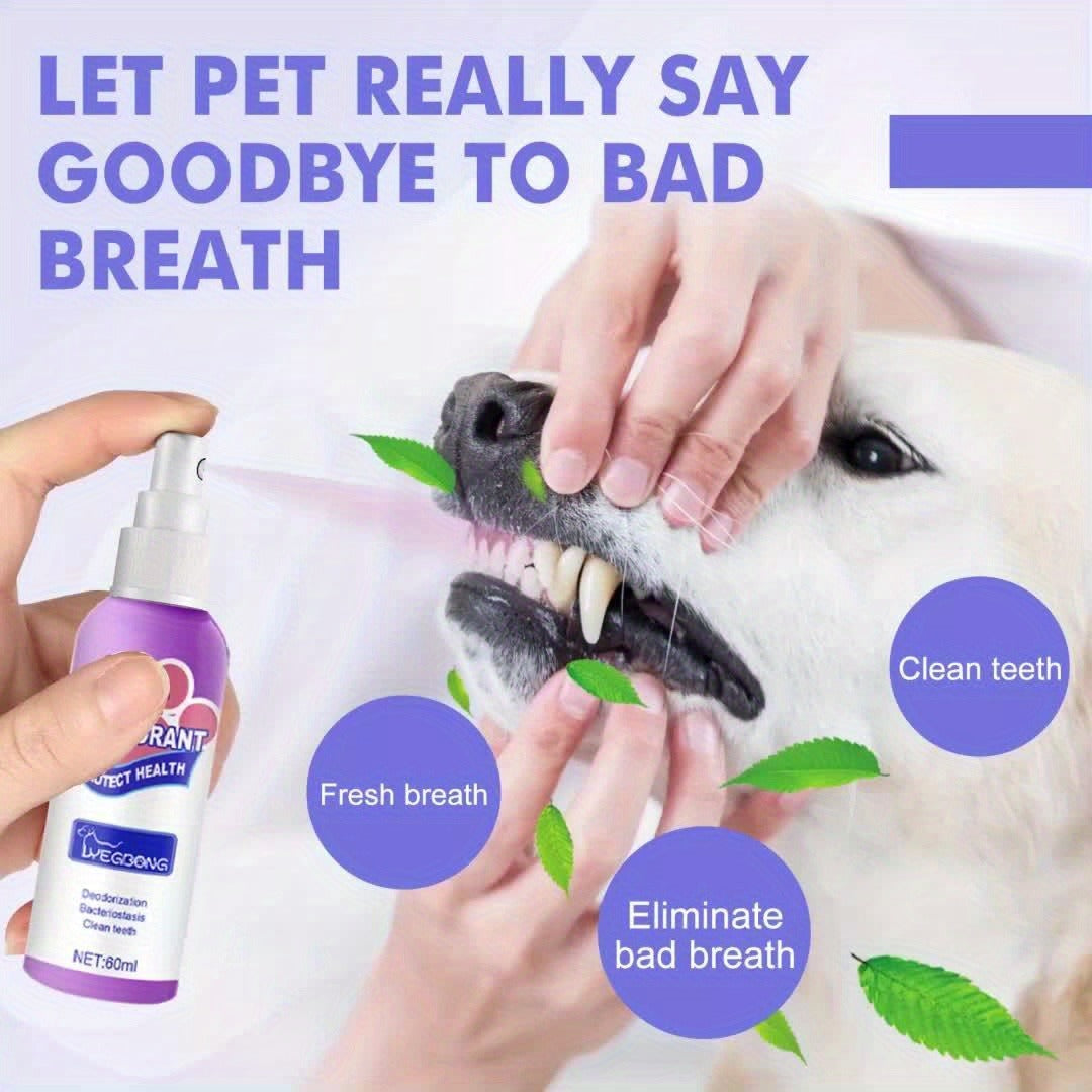 Pet Dental Spray for Dogs & Cats – Teeth Cleaning & Bad Breath Freshener, No-Brush Oral Care Spray for Plaque & Tartar Control