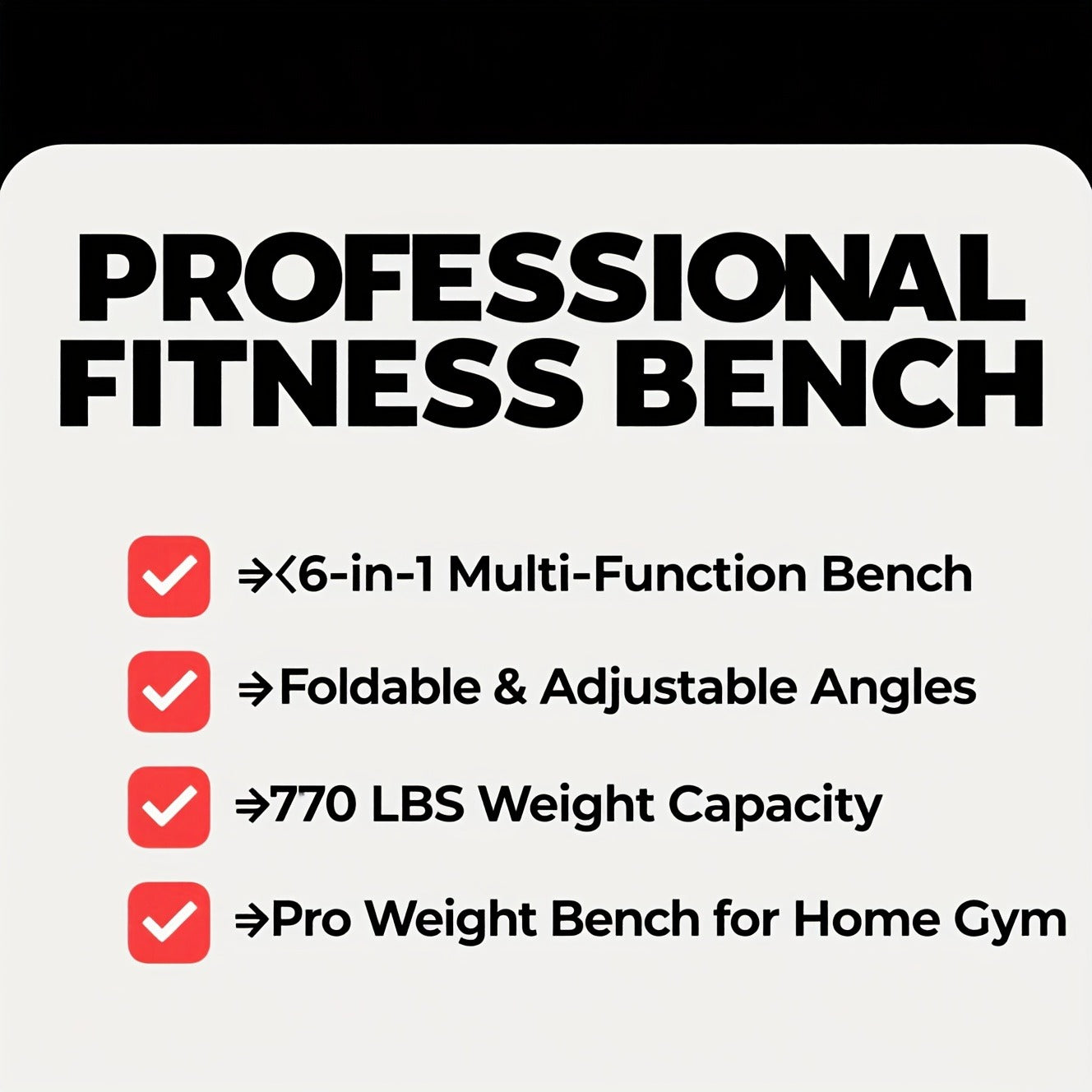 Adjustable Weight Bench 6-in-1 Foldable – Flat Incline Decline, Resistance Bands, Preacher Curl & Leg Developer, 770lb Capacity