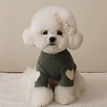 Dog Fleece Shirt 3-Pack Heart Print Spring Summer Base Layer – Thin Two-Legged Pet Clothes for Teddy, Bichon Frise & Small Medium Dogs