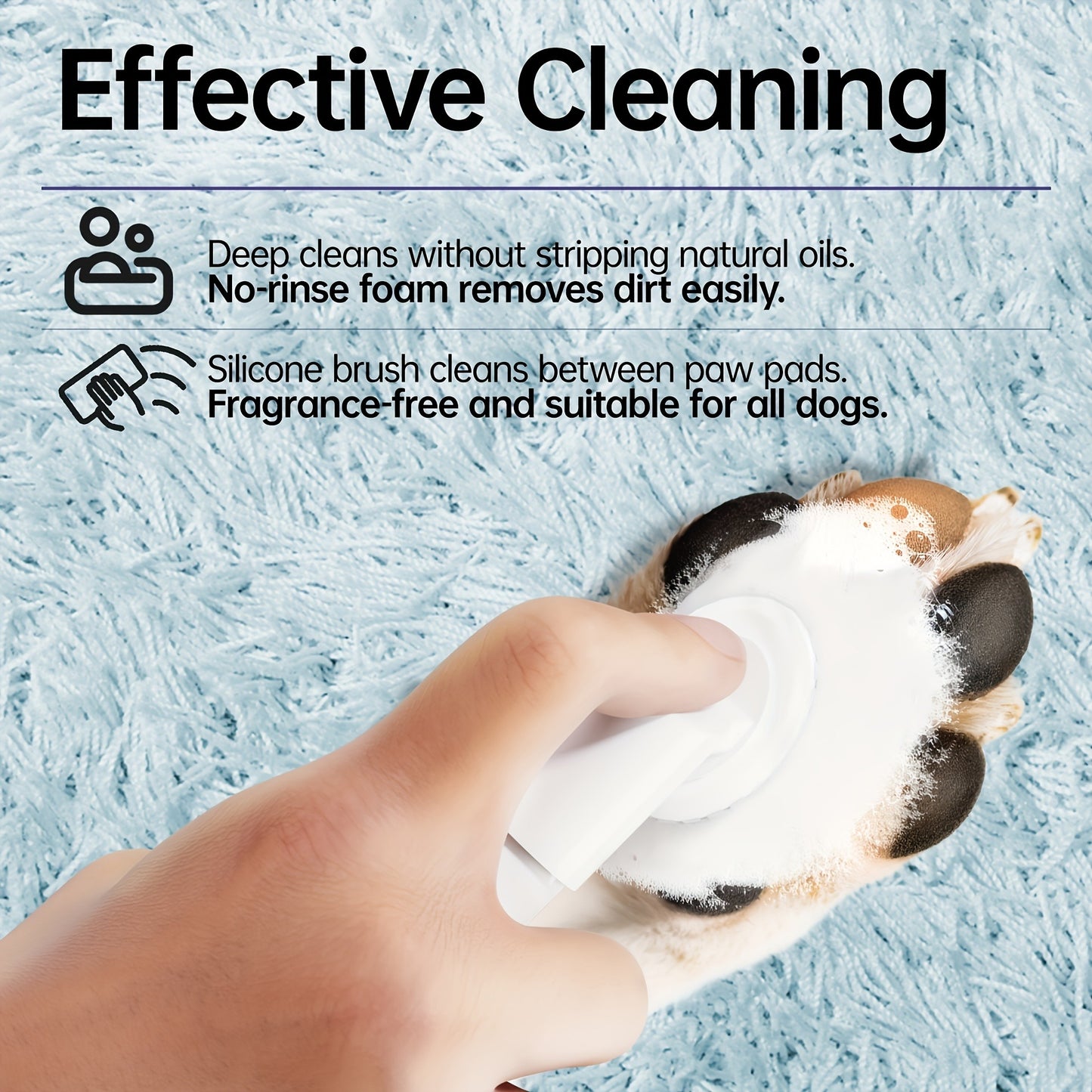 Dog Paw Cleaner No-Rinse with Soft Brush – pH Balanced Paw Wash for Dogs & Cats, 5oz Gentle Grooming Cleanser in Lavender Chamomile