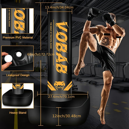 70-Inch Freestanding Punching Bag with Stand for Adults – MMA, Muay Thai, Karate & Boxing Training, Men & Women