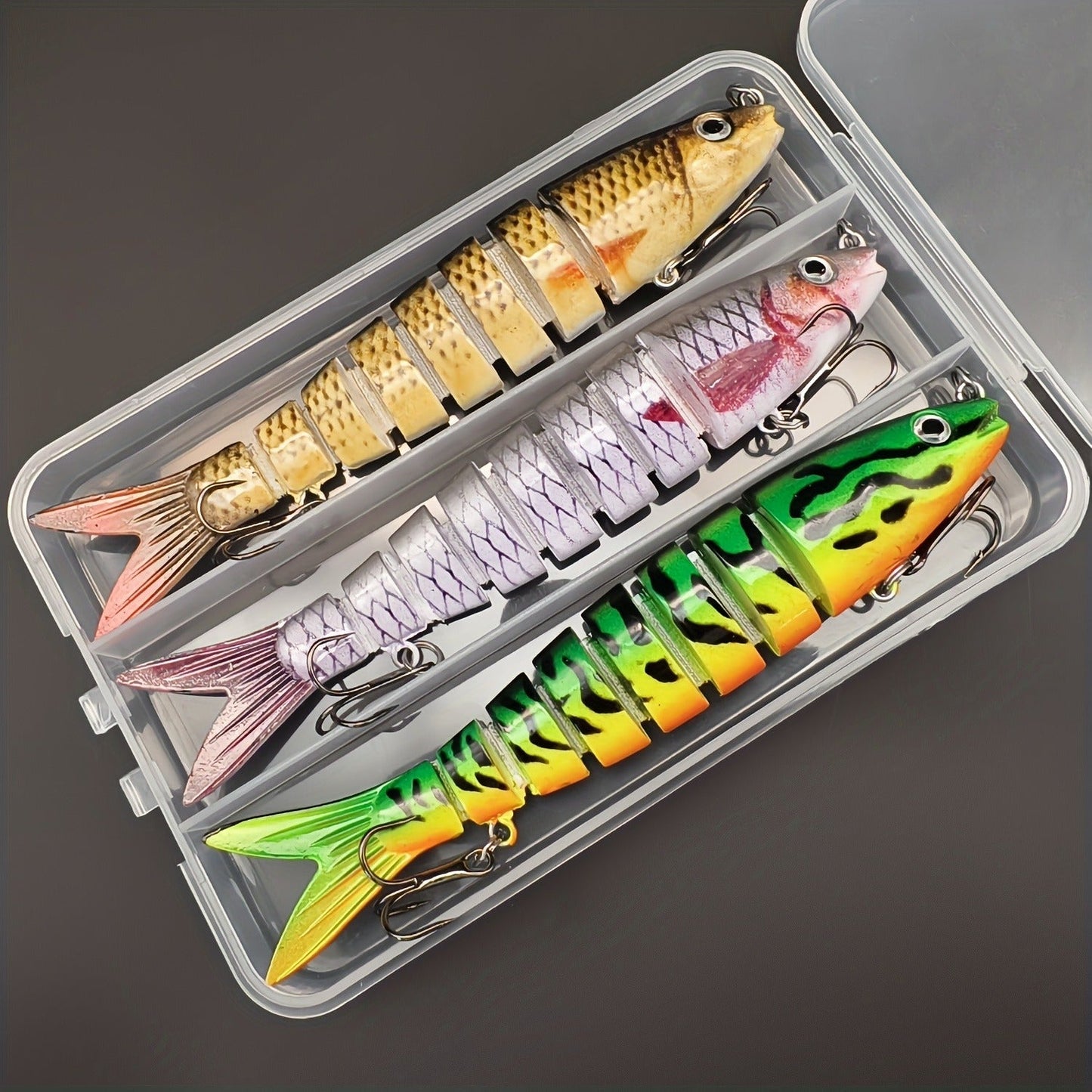 Multi-Jointed Swimbait Fishing Lures for Bass Trout Perch – Slow Sinking Lifelike 3D Eyes ABS Body, Pearl Powder Coating
