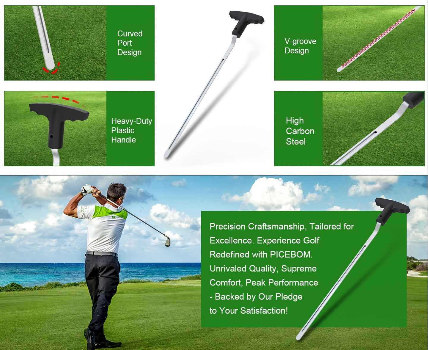 V-Groove Golf Grip Removal Tool High Carbon Steel T-Handle Grip Remover Saver 11 Inch Regripping Tool for Golf Club Shaft Grip Replacement