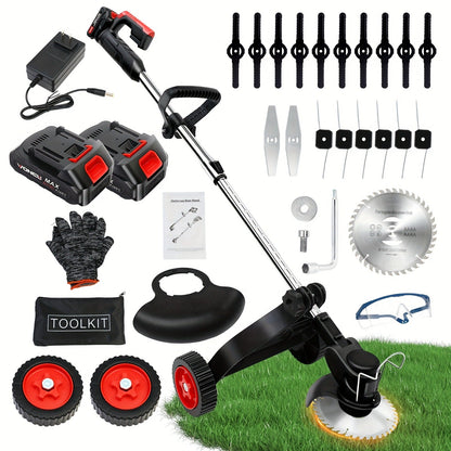 Cordless Weed Trimmer & Edger, 21V 3-in-1 Brush Cutter with 2 Batteries, Adjustable Head for Lawn