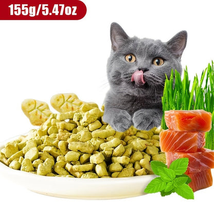 150 g Catnip and Cat-Grass Cookie Treats with Shaped Pieces and Pictured Ingredient Panel Pictured