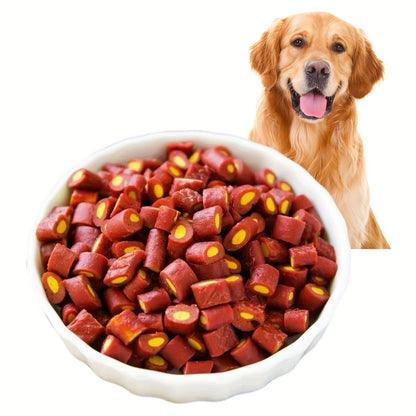 Beef Tendon Dog Chews – Natural Beef Strips Cubes & Diced Beef with Egg Yolk, High Protein Long-Lasting Dental Chews & Training Treats