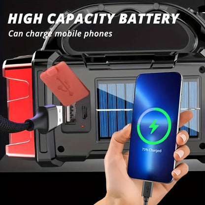 Flashlight 2000-Lumen Solar and USB-C Rechargeable Carrying Light with Power Bank and Four Modes