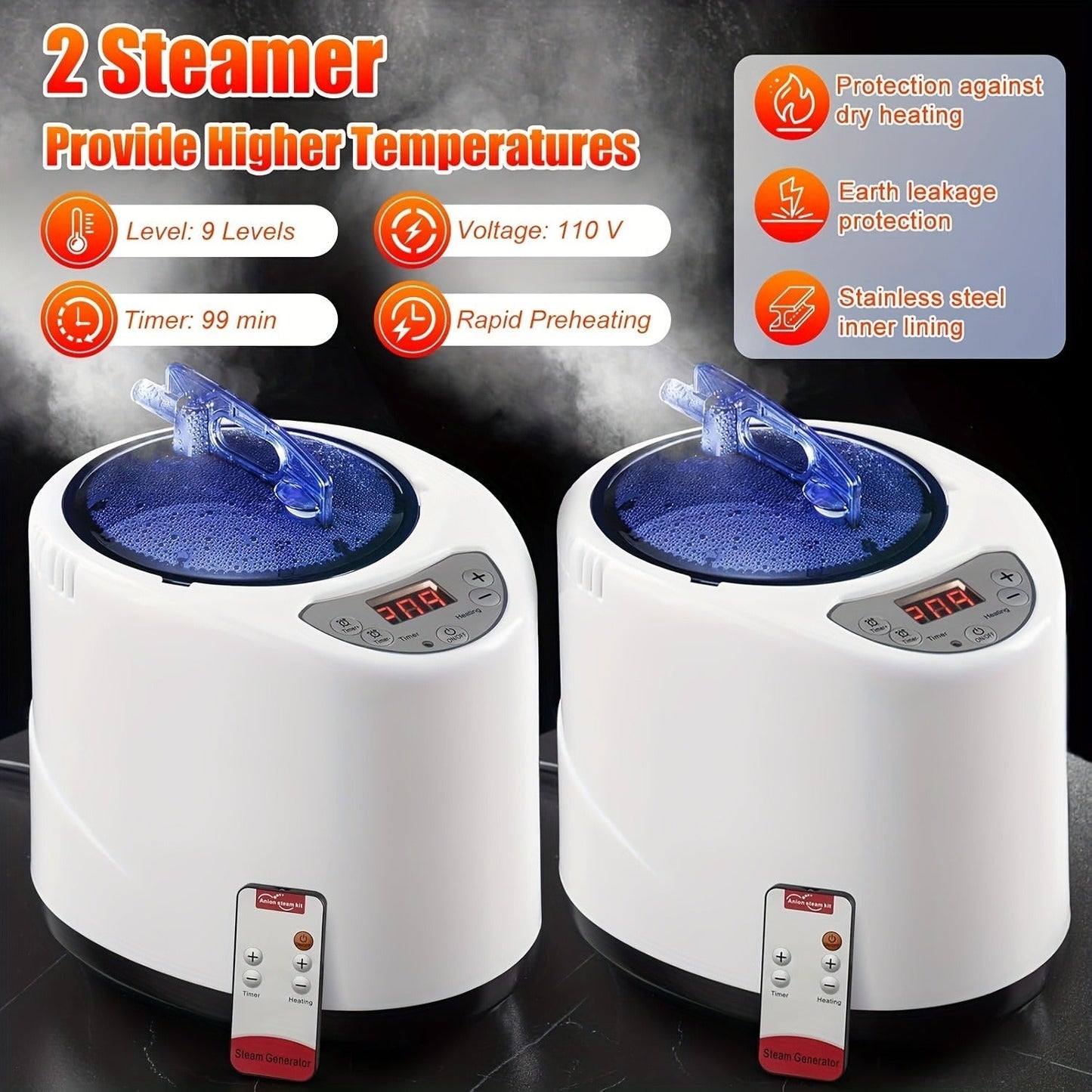 Double Person Sauna Tent 71x49x36in Extra Large 2-Person Steam Sauna Box for Home with 2 Steamers