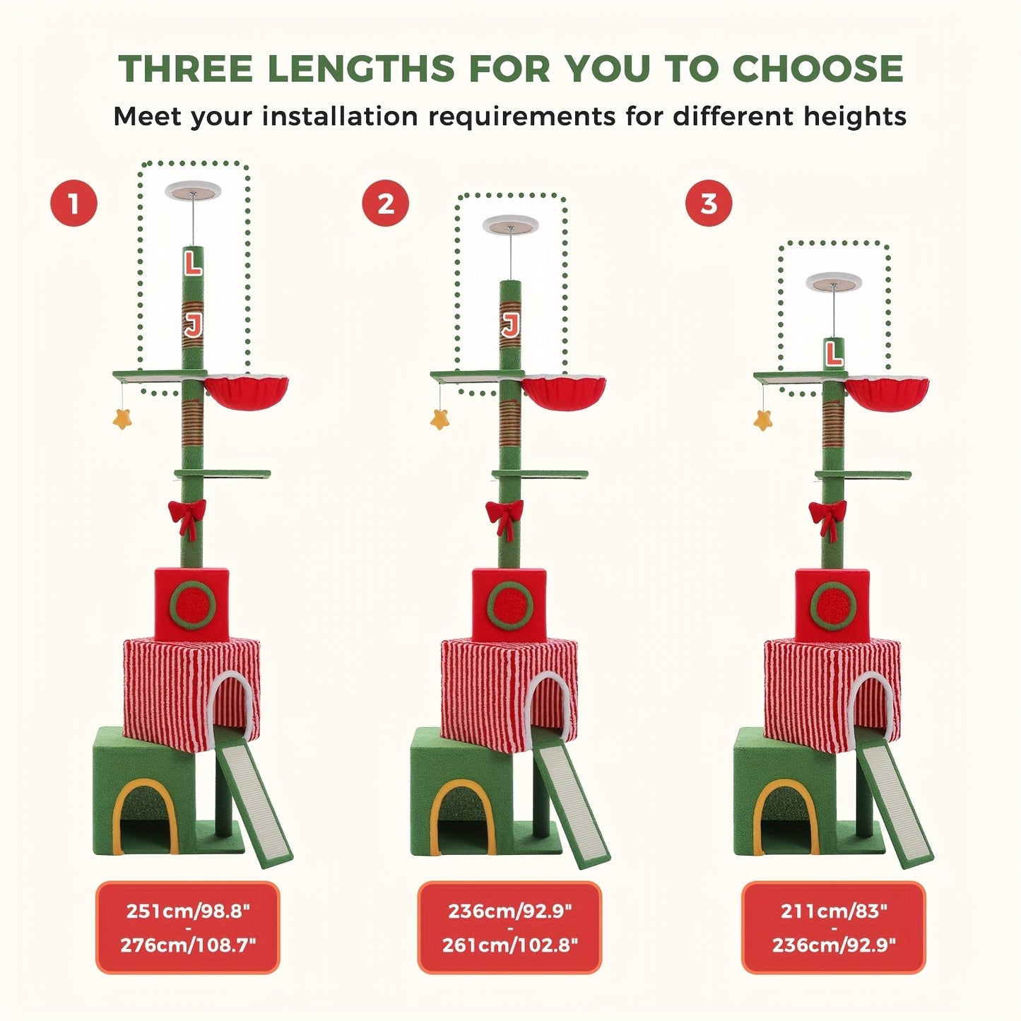 Floor to Ceiling Cat Tree Tower 90–107" – 4-Tier Tall Adjustable Cat Climbing Post with Tension Rod | Ceiling-Mounted Stable Cat Activity
