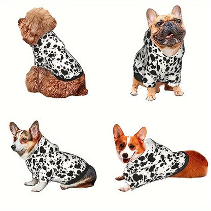 Dog Hoodie Dalmatian Print Pullover Sweatshirt – Soft Polyester Hooded Pet Costume for Small Medium Large Dogs