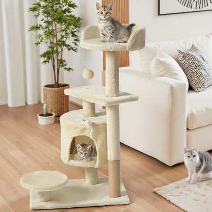 Cat Tree for Large Cats, Tower Multi-Level with Cat Bed, Condo & Sisal Scratching Post – 3 or 4 Tier Indoor Cat Tree for Large Cats