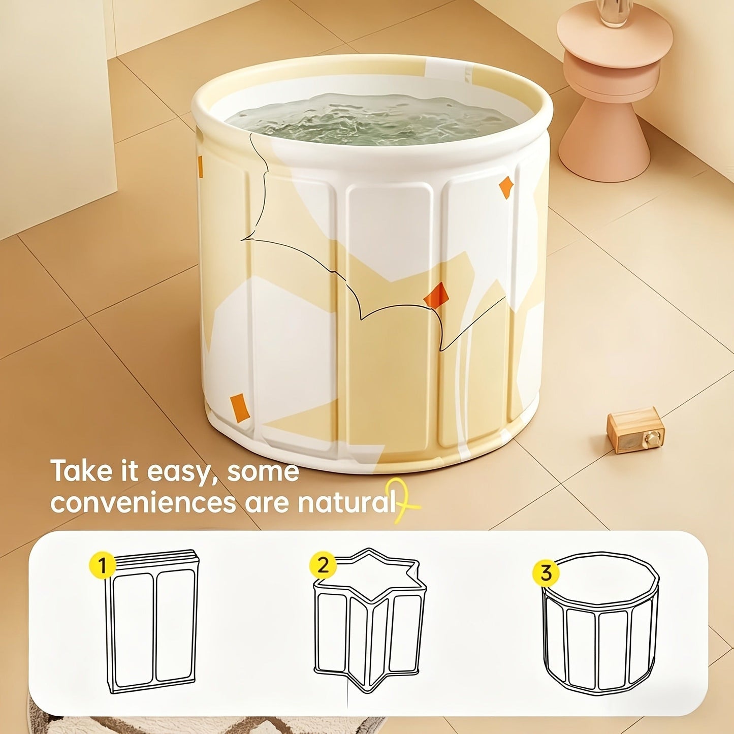 Thermal Insulated Bathtub Foldable Non-Inflatable for Adults – Hot & Cold Dual Use, Ice Bath Muscle Relief & Warm Soak