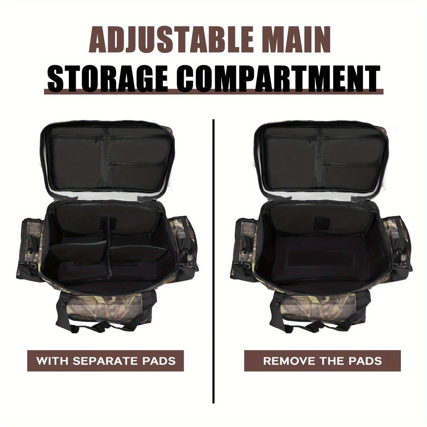 Fishing Tackle Bag Camo Durable Nylon Shoulder Carry Zipper Fishing Gear Storage Bag for Hiking Travel Outdoor Fishing Camouflage