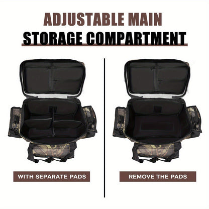 Fishing Tackle Bag Camo Durable Nylon Shoulder Carry Zipper Fishing Gear Storage Bag for Hiking Travel Outdoor Fishing Camouflage