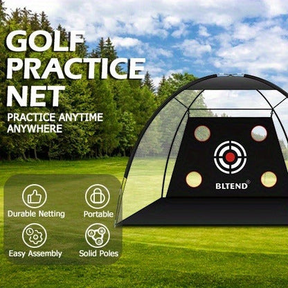 Golf Practice Net with Mat Set 10x7ft – Heavy Duty Backyard Driving Hitting Net with Turf Mat Golf Balls Rubber Tees & Carry Bag for Indoor