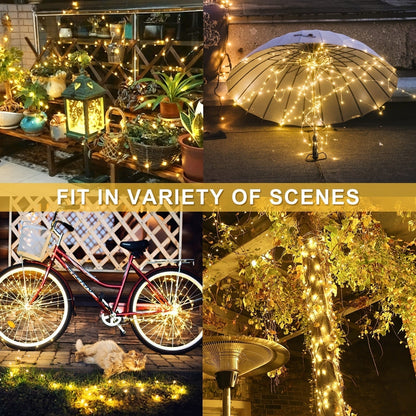 Two-Pack Solar Fairy String Lights, 104 Feet with 300 LEDs, Flexible Wire and Three Color Options