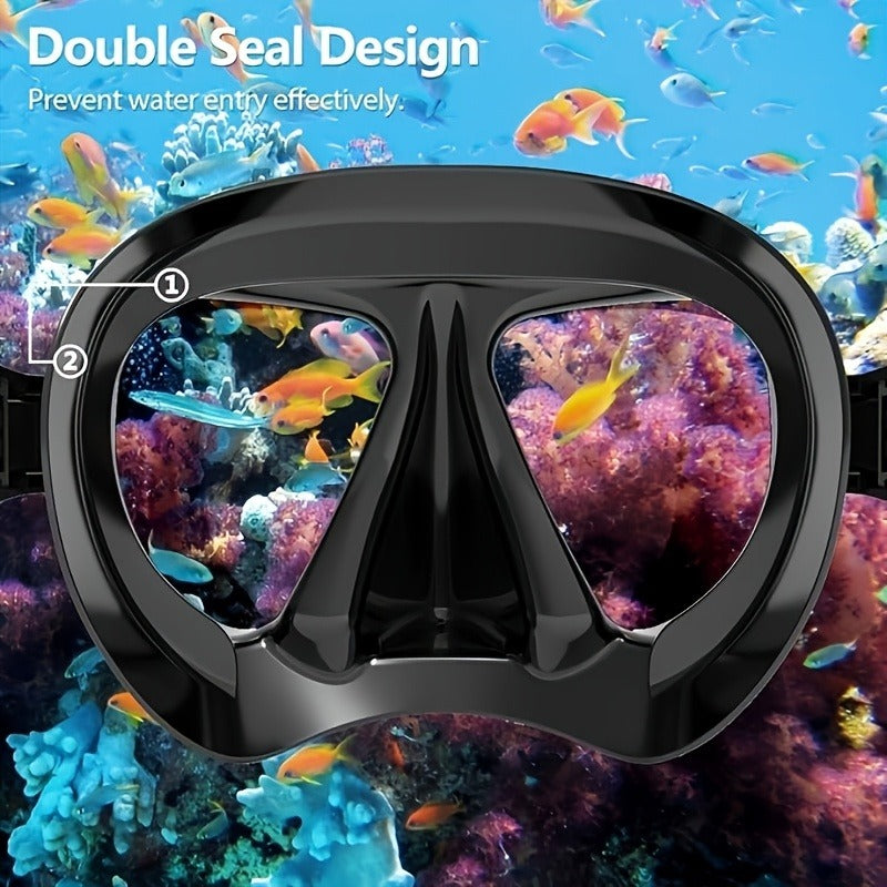 Panoramic HD Diving Mask Anti-Fog Tempered Glass Snorkel Mask with Nose Cover for Adults Youth Scuba Diving Snorkeling Swimming Pink Blue
