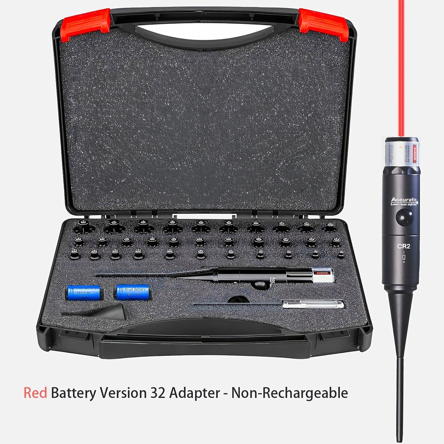 Bore Sight Laser Kit Red & Green Laser Boresighter with 8 & 32 Adapters – Multi-Caliber Universal Bore Sighter for .17 Cal to 12GA Rifle