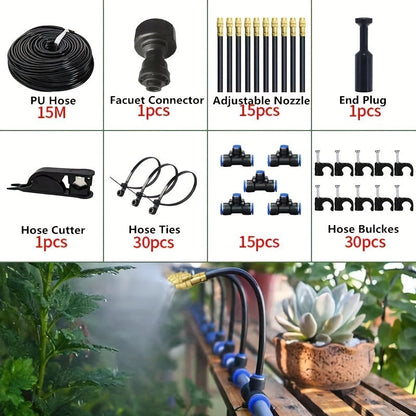 Drip Irrigation Kit Automatic Watering System Garden Sprinkler Misting Atomization Hose 5m, 20m
