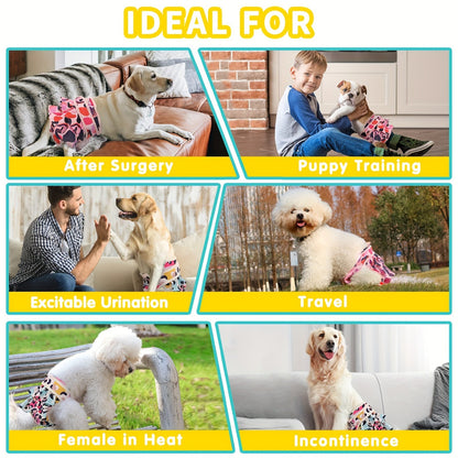 Washable Female Dog Diapers 3 Pack – Reusable Highly Absorbent Dog Period Panties for Heat Incontinence Puppy Training, XS S M L