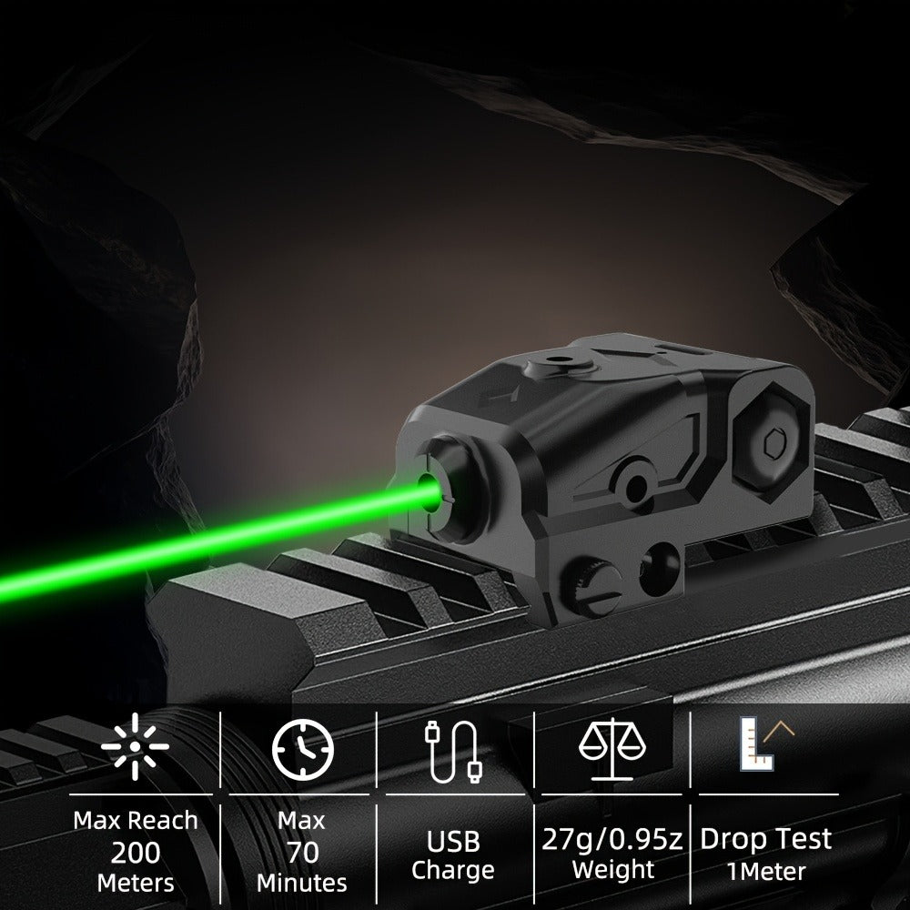 Green Laser Sight USB-C Rechargeable – Picatinny Rail Dot Sight with Vibration-Resistant Lock, 532nm Class IIIA, for Hunting