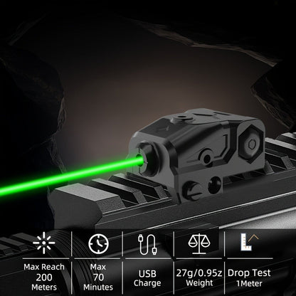 Green Laser Sight USB-C Rechargeable – Picatinny Rail Dot Sight with Vibration-Resistant Lock, 532nm Class IIIA, for Hunting