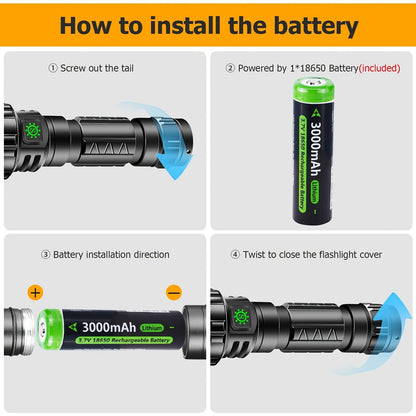Picatinny Rail Flashlight 2 Pack – High Lumen Tactical Torch, 5 Modes, USB Rechargeable, 20mm Rail Mount, Wrist Strap & Remote Switch