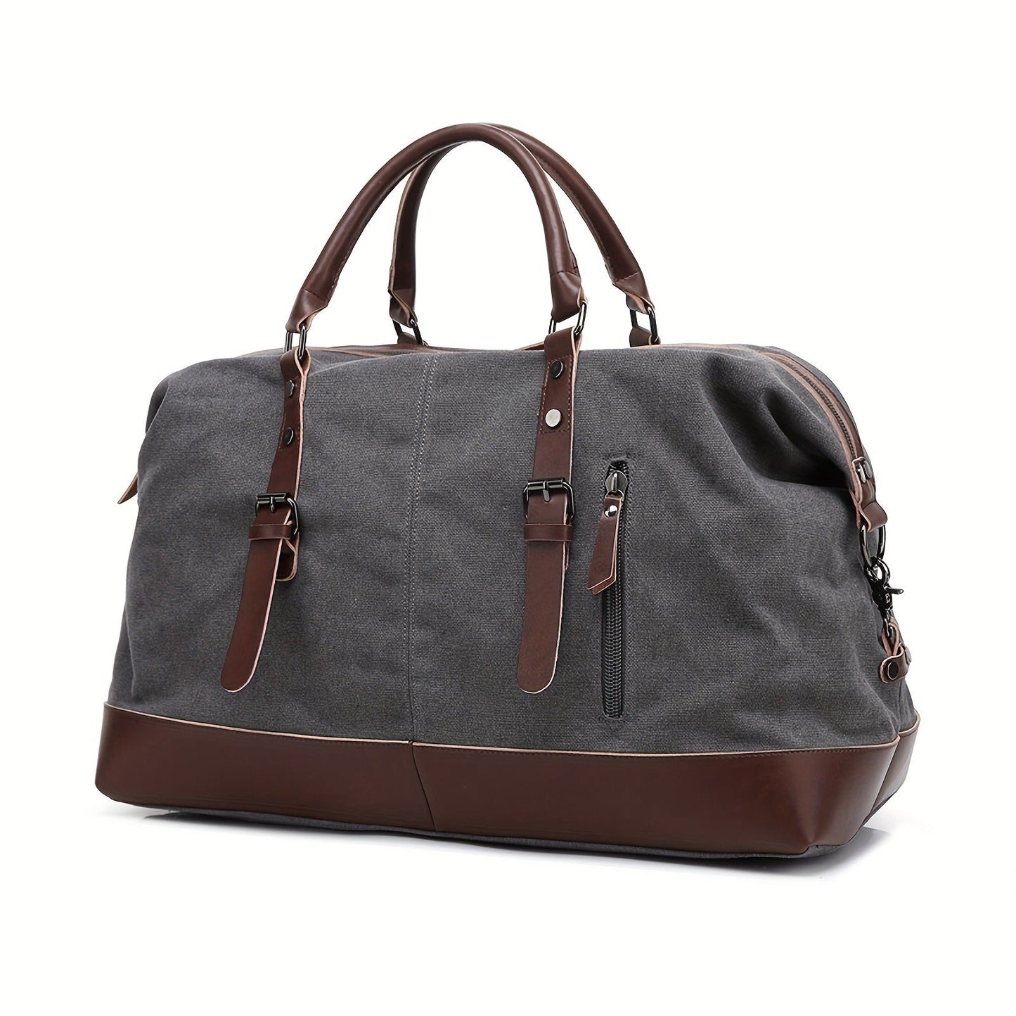 Canvas Weekender Bag Large Capacity Travel Duffel Overnight Bag Zipper Canvas Holdall Tote Satchel Handbag for Men Women Black Navy Army
