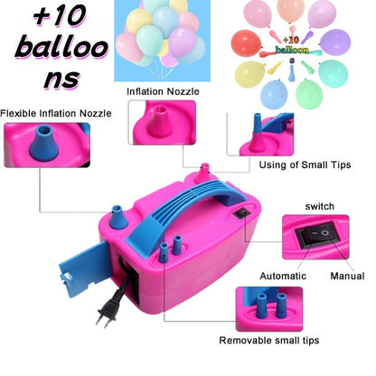 Electric Balloon Pump Double Nozzle 600W – Portable Fast Balloon Blower Inflator for Party Decoration, Birthday, Wedding & Events