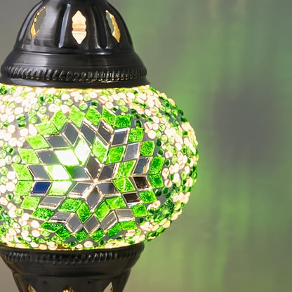 Moroccan Table Lamp Handmade DIY Turkish Lamp Dimmable Glass Metal Brass Bohemian Bedside for Entryways, Bedrooms and Living Spaces