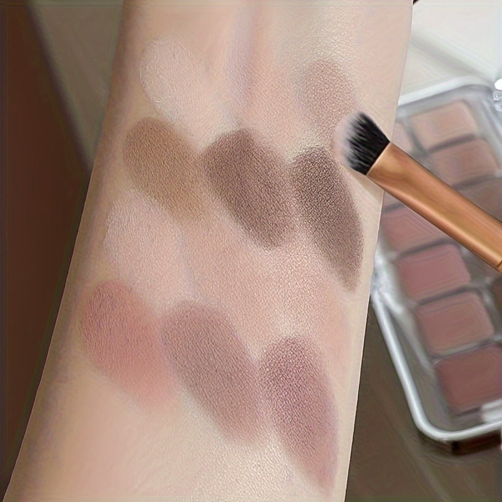 Eyeshadow Palette 12-Shade Neutral Pink and Brown Compact with Clear Lid and Brush Accessory
