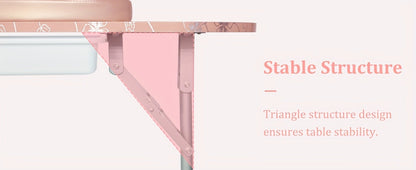 Foldable Nail Table with LED Lamp Drawer Lockable Wheels Wrist Cushion & Carrying Bag, Portable Manicure