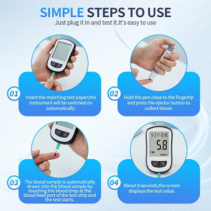 Blood Glucose Monitor Kit with 50 Test Strips & 50 Lancets - High Precision Glucometer Set for Home & Travel Diabetes Testing