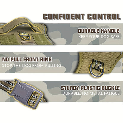 Tactical-Style Dog Harness with Top Handle and Front Ring in Five Colors and S-to-XL Sizes