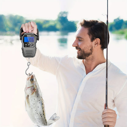 Digital Fishing Scale 50kg 110lb Portable Handheld Fish Scale with LCD Backlight & Built-in Measuring Tape
