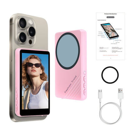Magnetic Selfie Monitor Screen for Vlogging & Live Streaming, Rear-Facing Main Camera Display for iPhone & Android