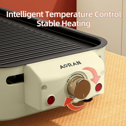 Electric Grill 2-in-1 Indoor BBQ & Frying Pan, 1500W Temperature Control, Non-Stick Detachable Cooking Board