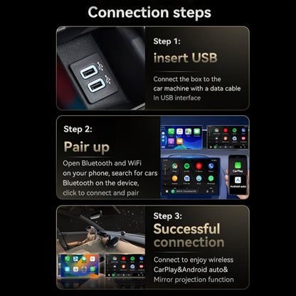 Plug & Play Wireless CarPlay & Android Auto Converter – Mirror Projection, 5GHz WiFi Auto-Connect, Aluminum Alloy