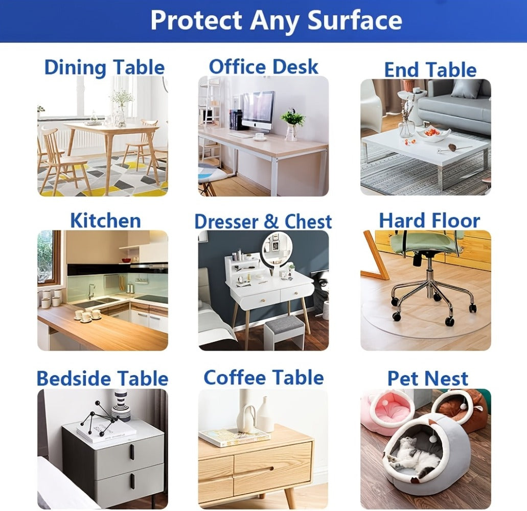Round PVC Table Cover Clear Tablecloth 2MM Thick Scratch-Resistant Waterproof Table Protector for Dining Table Coffee Table Restaurant