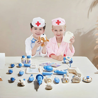 Pink Doctor Pretend Play Toy Set 40pcs for Girls, Simulation Nurse Kit with Stethoscope Injection Dental Tools