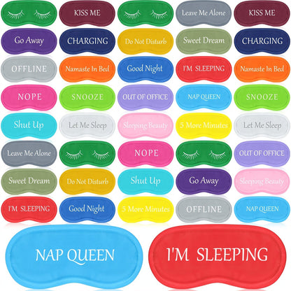 Blackout Sleep Eye Mask Bulk 40pcs – Funny Colorful Designs Soft Adjustable Blindfold for Women Men, Travel Nap Meditation Sleep Aid