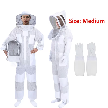 Beekeeping Suit Triple Layer Sting-Resistant Gloves 2 Veils S-3XL for Garden, Patio and Yard Use